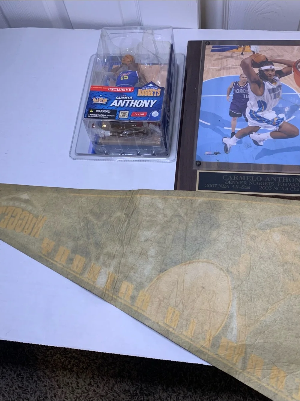 Carmelo Anthony Nuggets Plaque, Figure Set & Banner